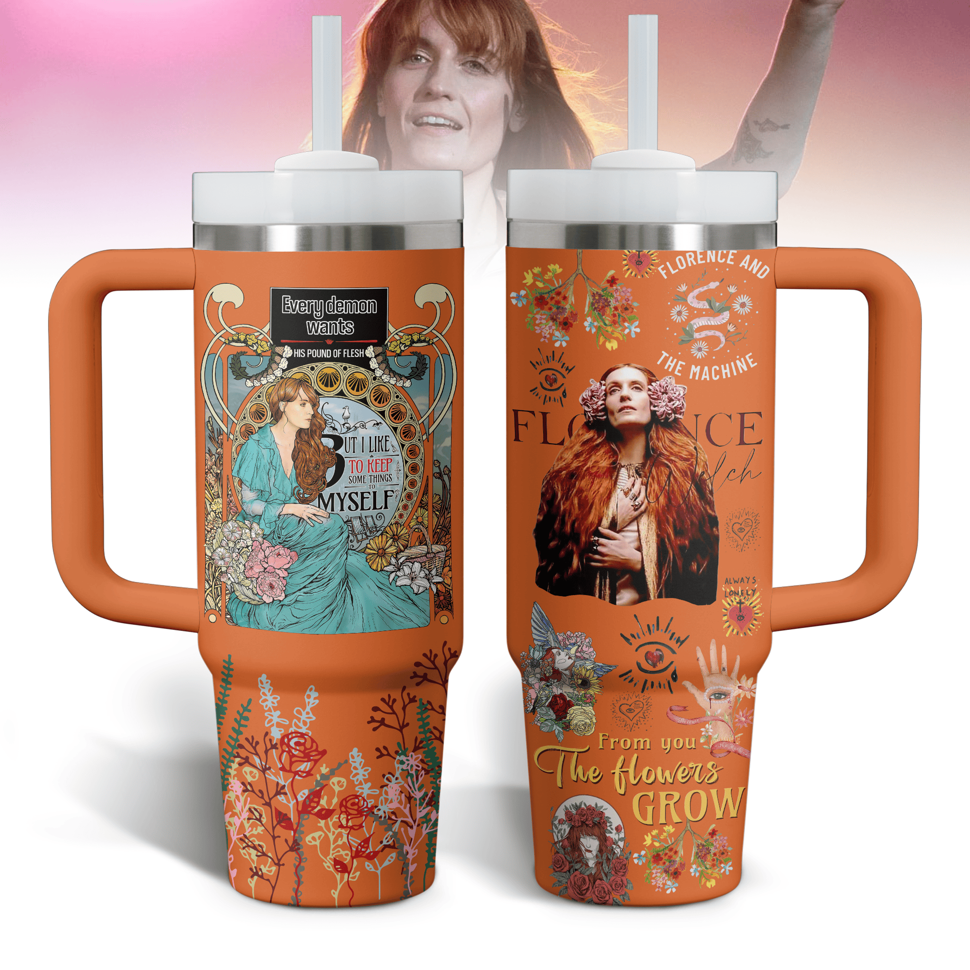 Florence & The Machine Music Custom Stanley Quencher 40oz Stainless Steel Tumbler With Handle