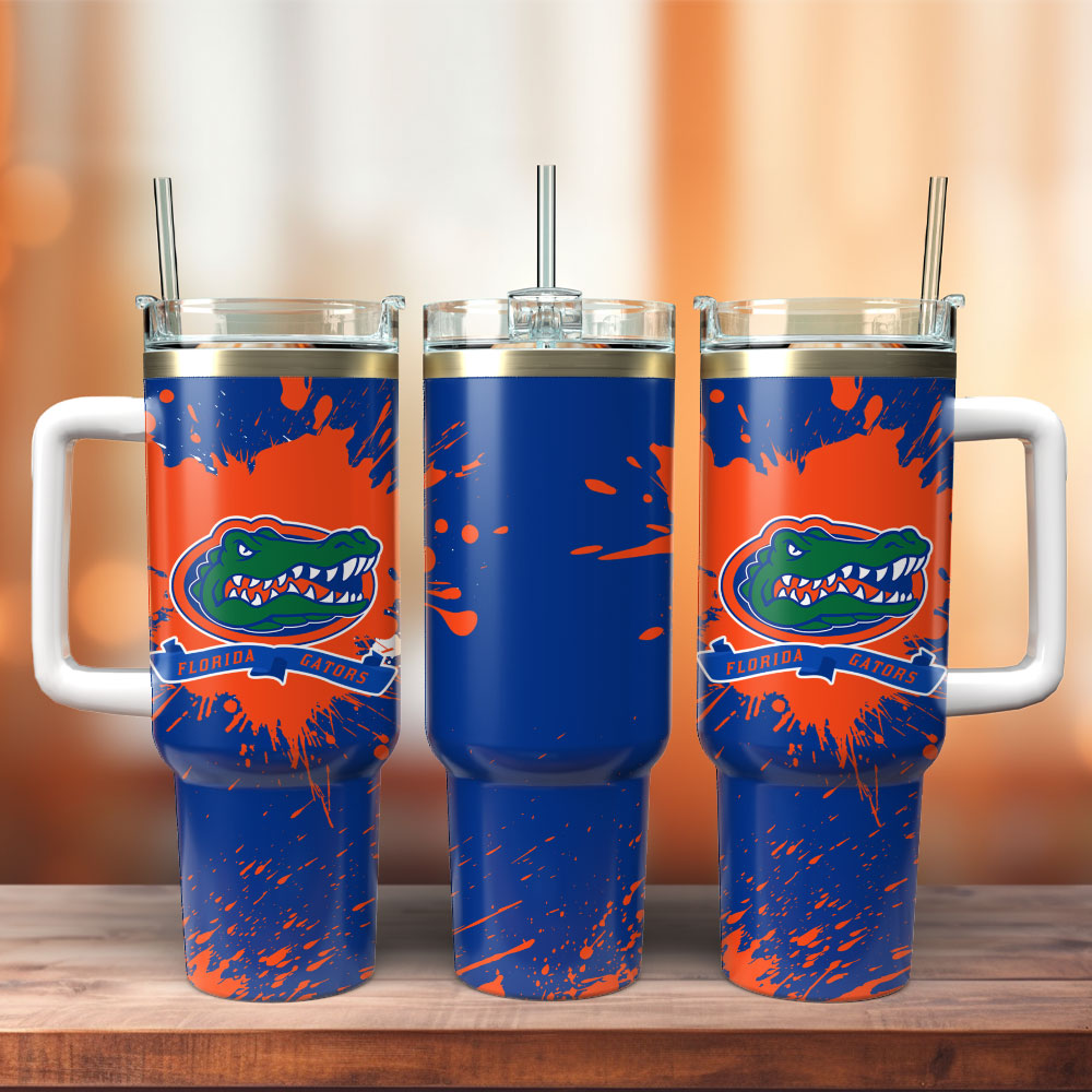 Florida Gators NCAA Sport Football Custom Stanley Quencher 40oz Stainless Steel Tumbler With Handle