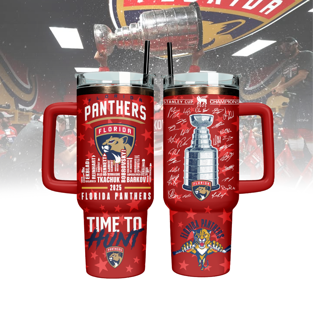 Florida Panthers Custom Stanley Quencher 40oz Stainless Steel Tumbler With Handle