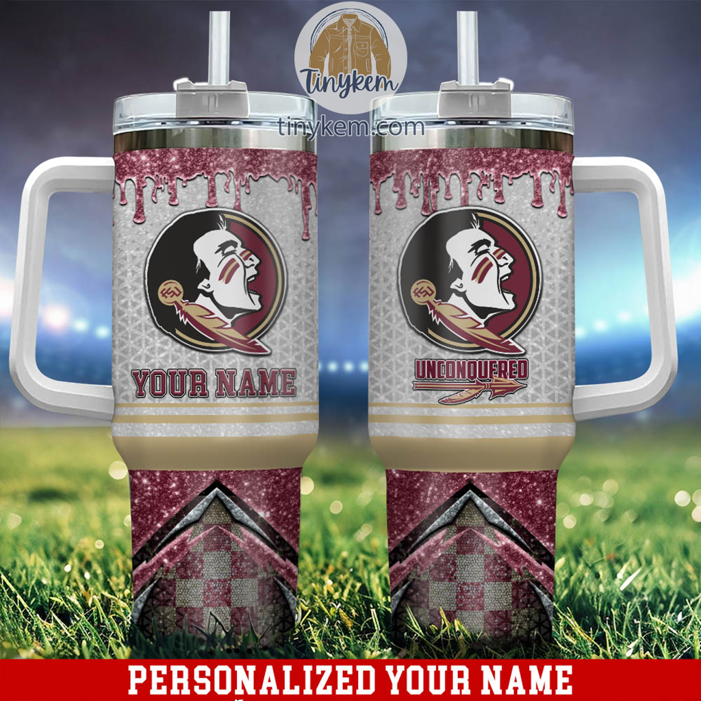 Florida State Seminoles Glitter NCAA Custom Stanley Quencher 40oz Stainless Steel Tumbler With Handle