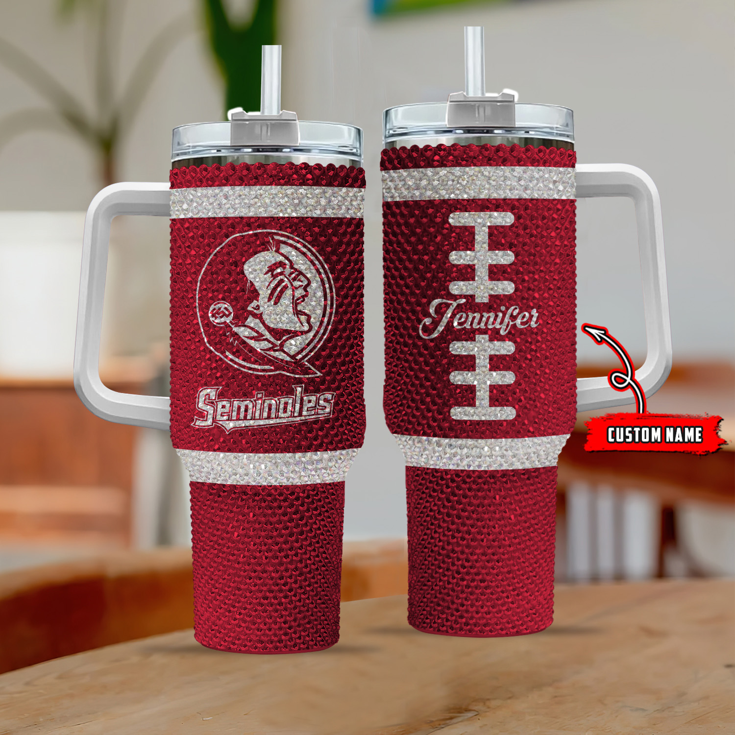 Florida State Seminoles NCAA Custom Stanley Quencher 40oz Stainless Steel Tumbler With Handle