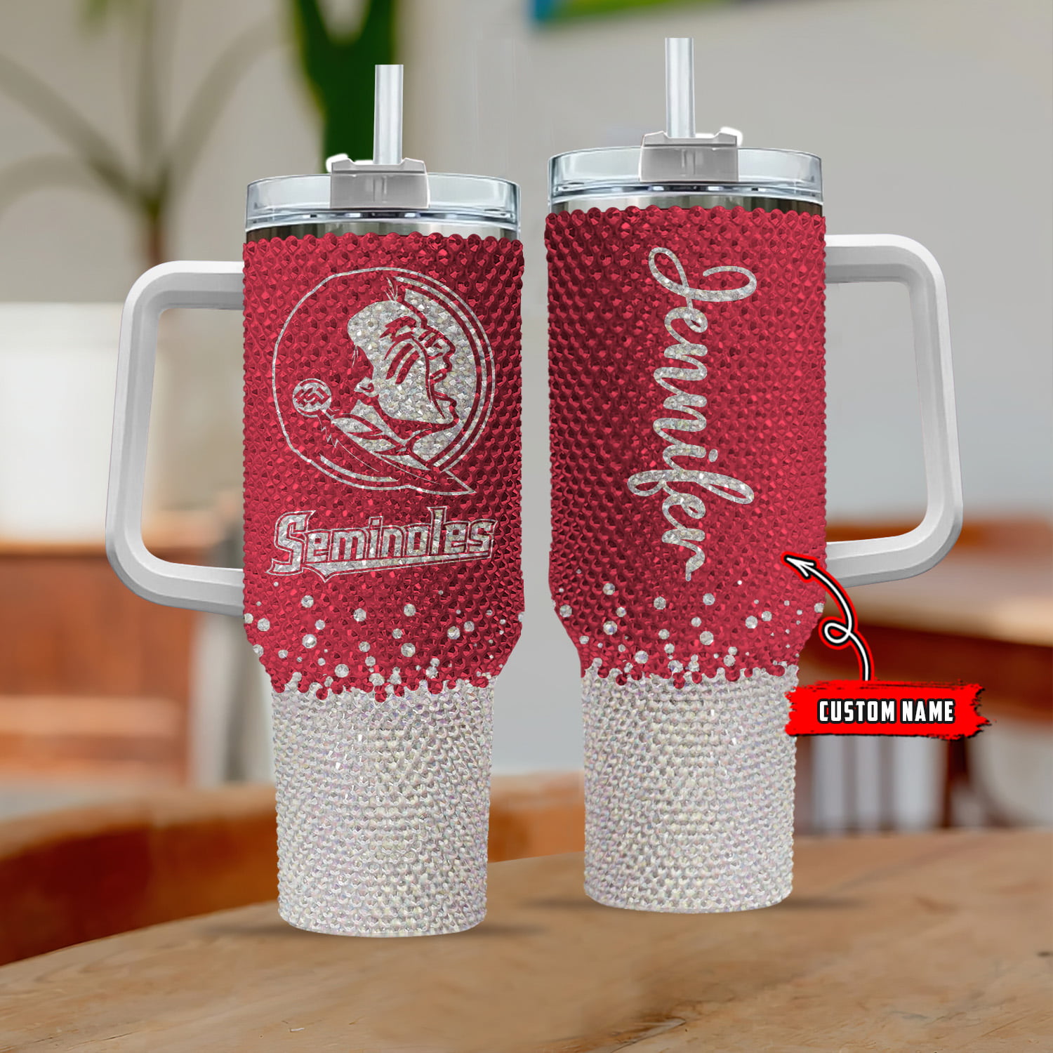 Florida State Seminoles NCAA Custom Stanley Quencher 40oz Stainless Steel Tumbler With Handle