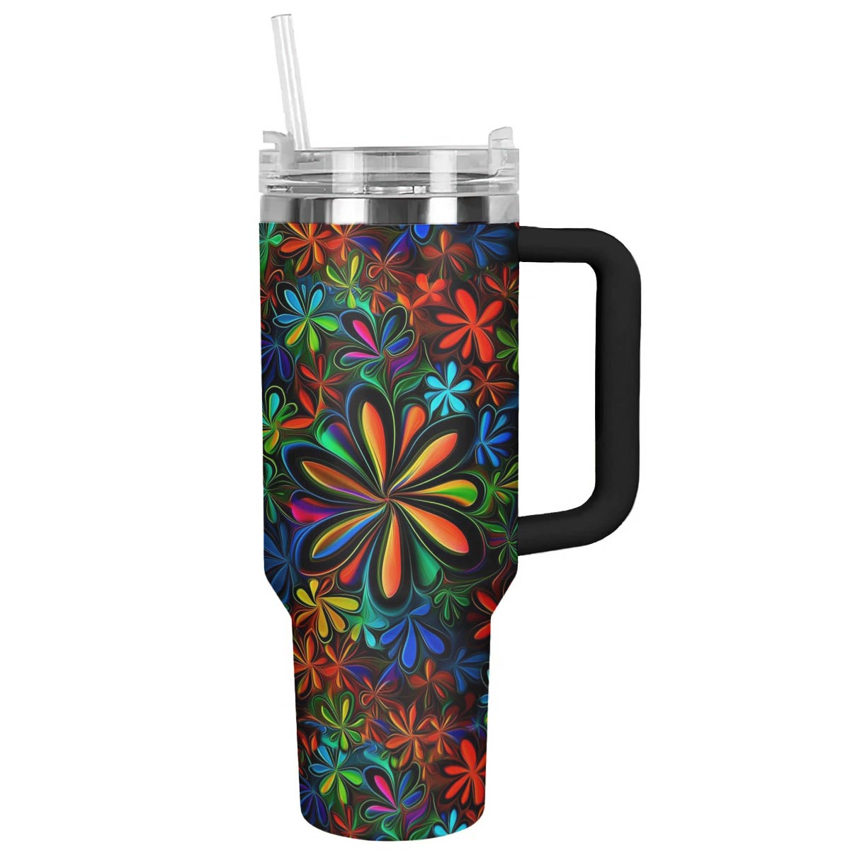 Flower Custom Stanley Quencher 40oz Stainless Steel Tumbler With Handle