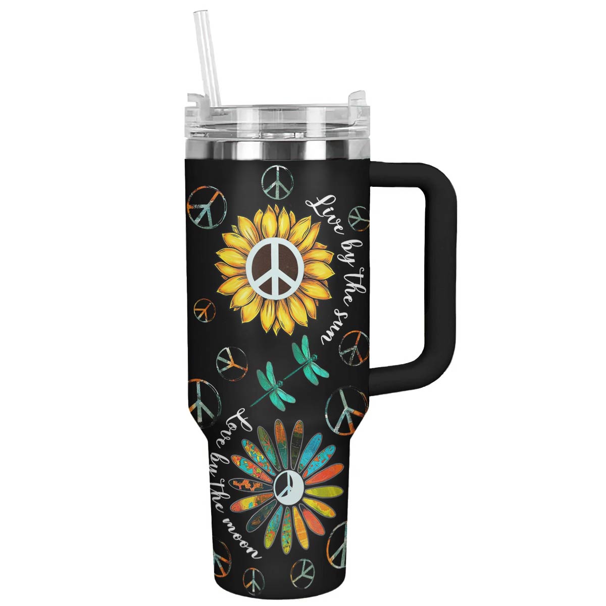 Flower Custom Stanley Quencher 40oz Stainless Steel Tumbler With Handle
