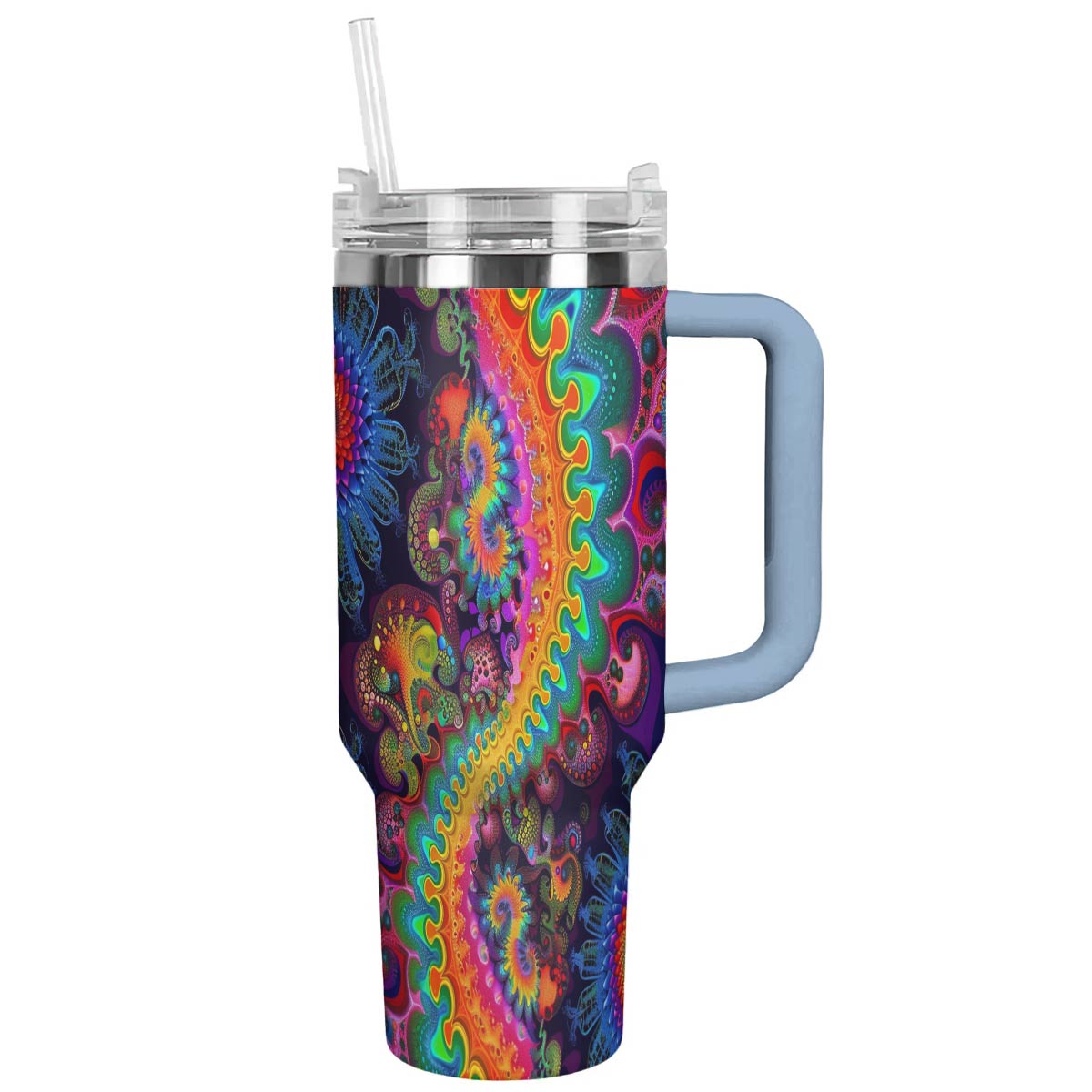 Flower Custom Stanley Quencher 40oz Stainless Steel Tumbler With Handle