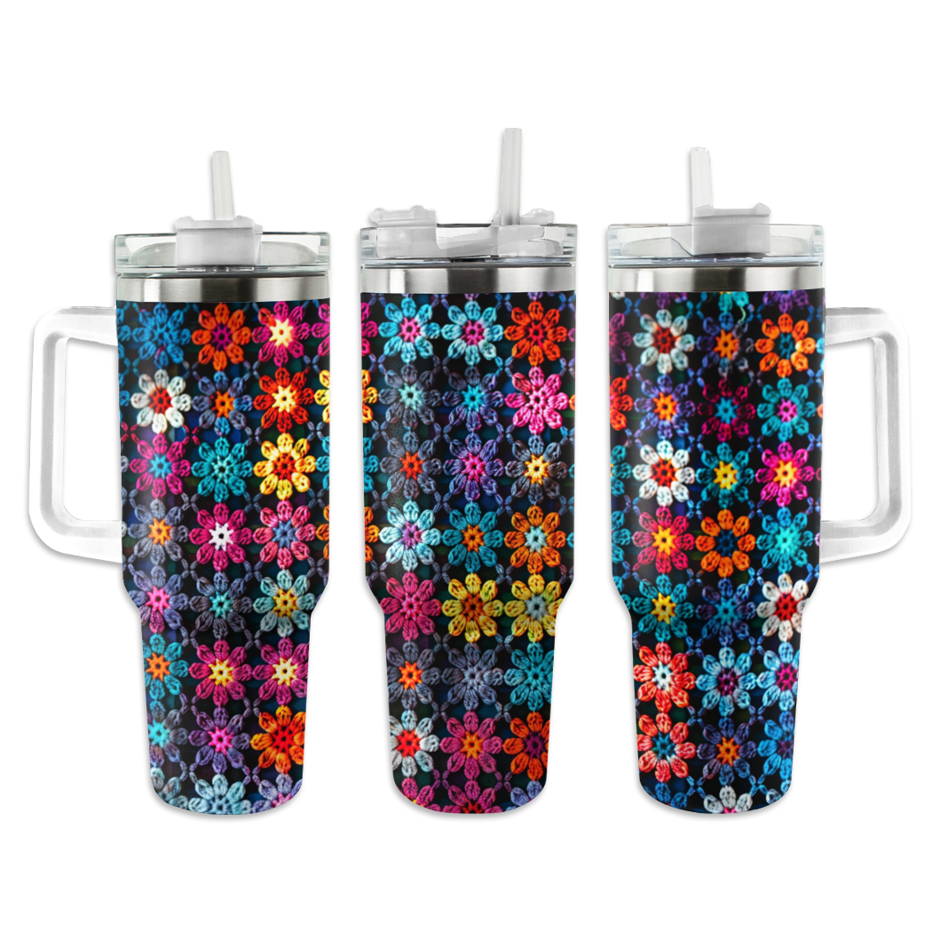 Flower Custom Stanley Quencher 40oz Stainless Steel Tumbler With Handle