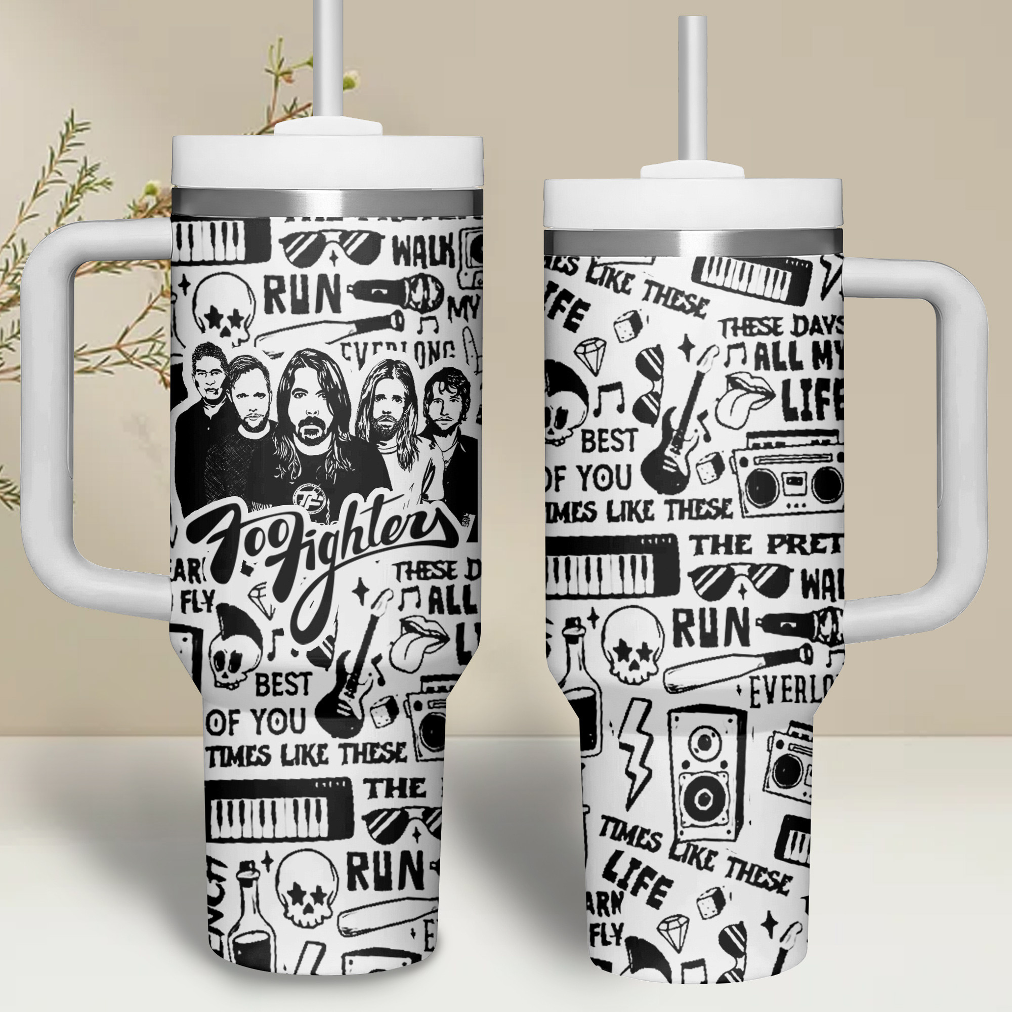Foo Fighters Music Custom Stanley Quencher 40oz Stainless Steel Tumbler With Handle