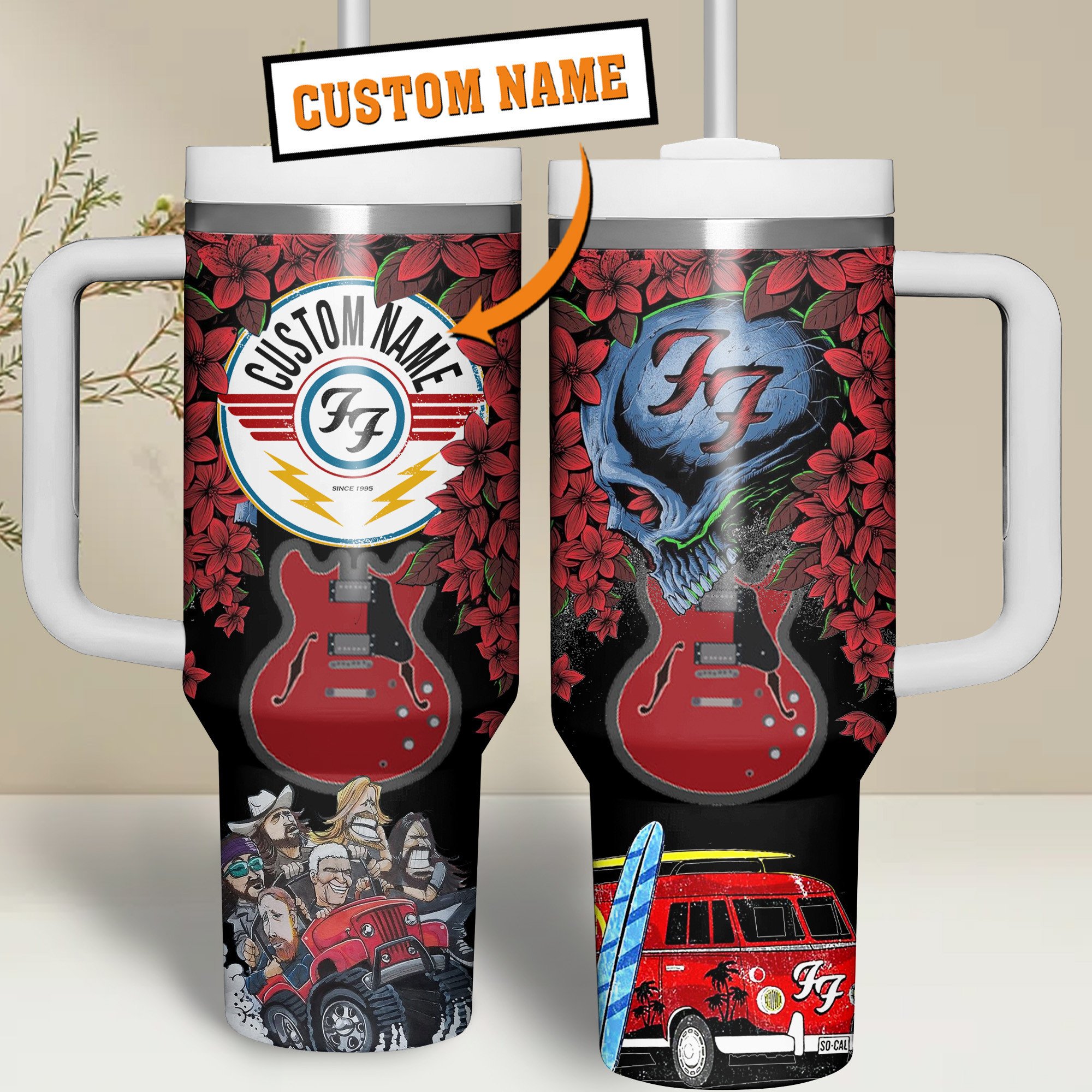 Foo Fighters Music Custom Stanley Quencher 40oz Stainless Steel Tumbler With Handle