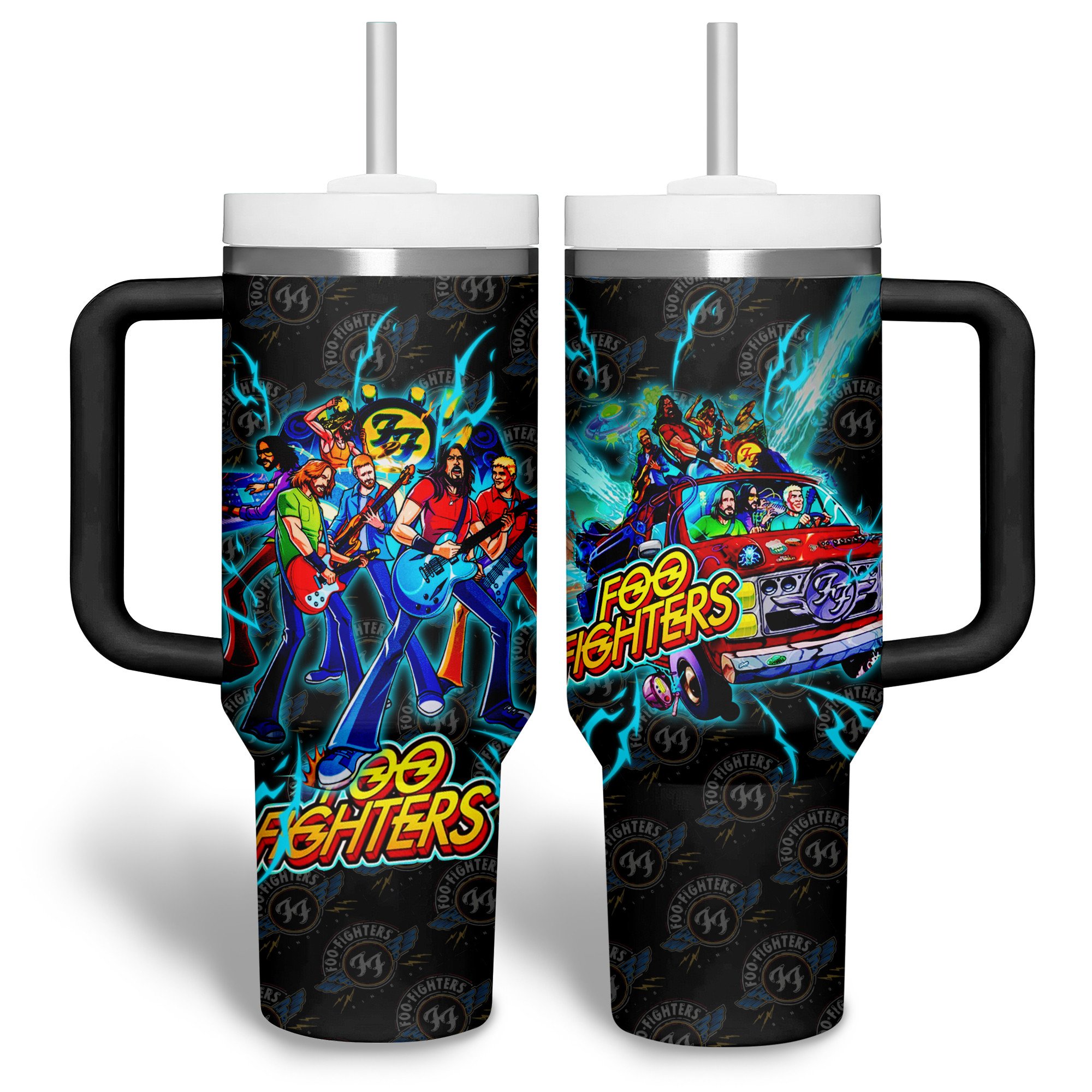 Foo Fighters Music Custom Stanley Quencher 40oz Stainless Steel Tumbler With Handle