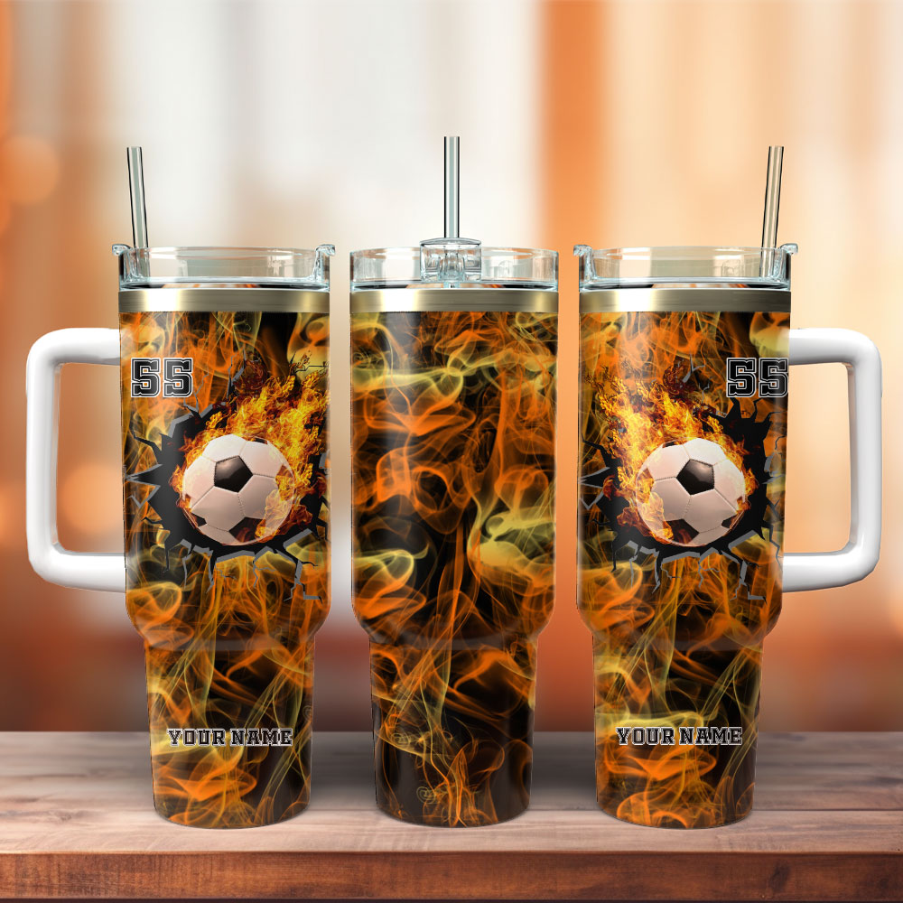 Football Artwork Custom Stanley Quencher 40oz Stainless Steel Tumbler With Handle