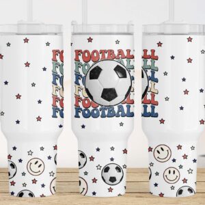 Football Custom Stanley Quencher 40oz Stainless Steel Tumbler With Handle