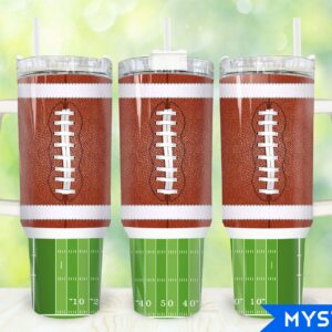Football Custom Stanley Quencher 40oz Stainless Steel Tumbler With Handle