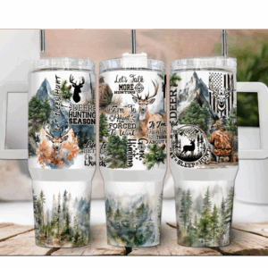 Forest Deer Custom Stanley Quencher 40oz Stainless Steel Tumbler With Handle