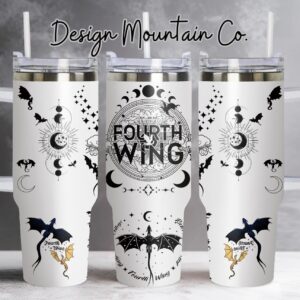 Fourth Wing Transparent Custom Stanley Quencher 40oz Stainless Steel Tumbler With Handle