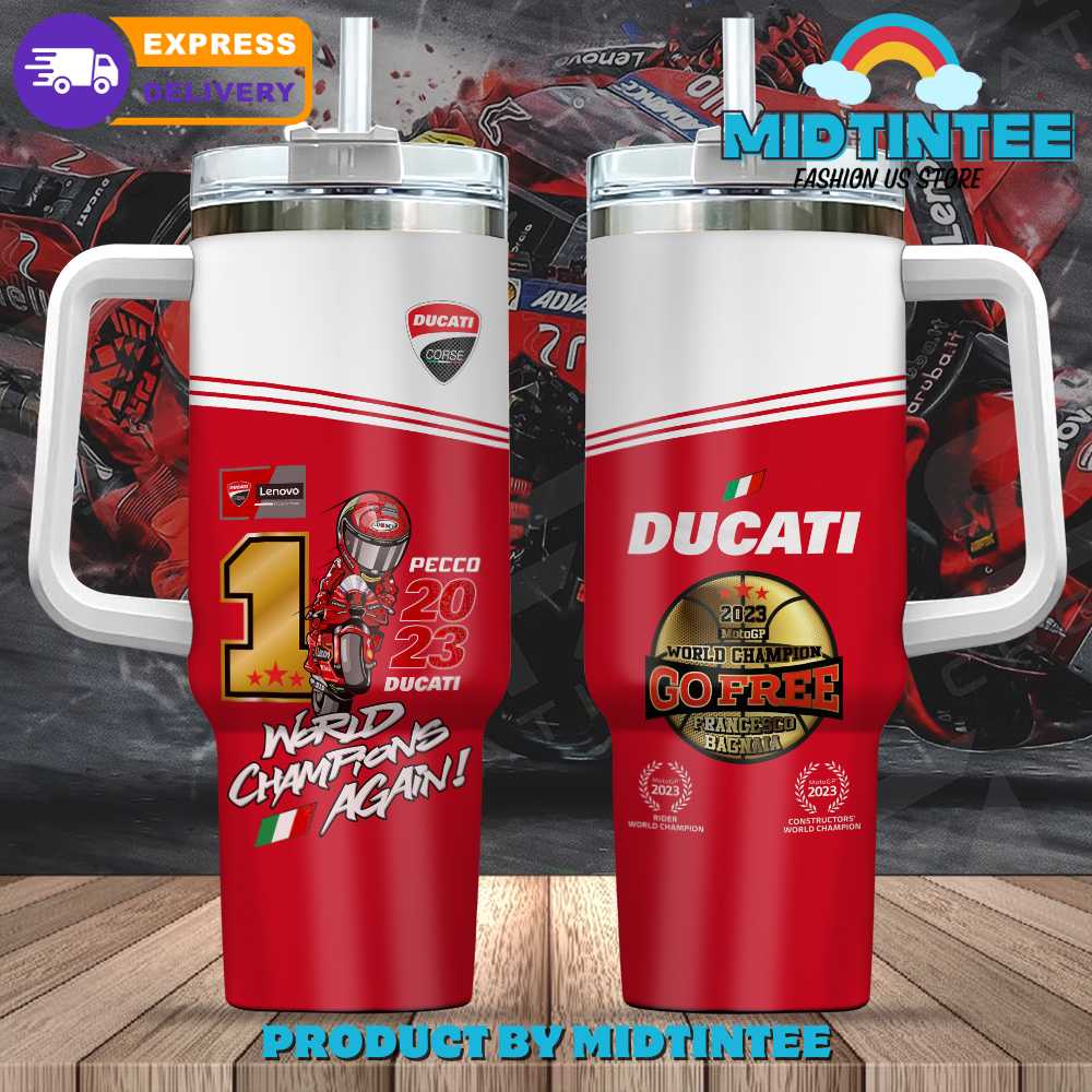 Francesco Bagnaia Ducati Champions Custom Stanley Quencher 40oz Stainless Steel Tumbler With Handle