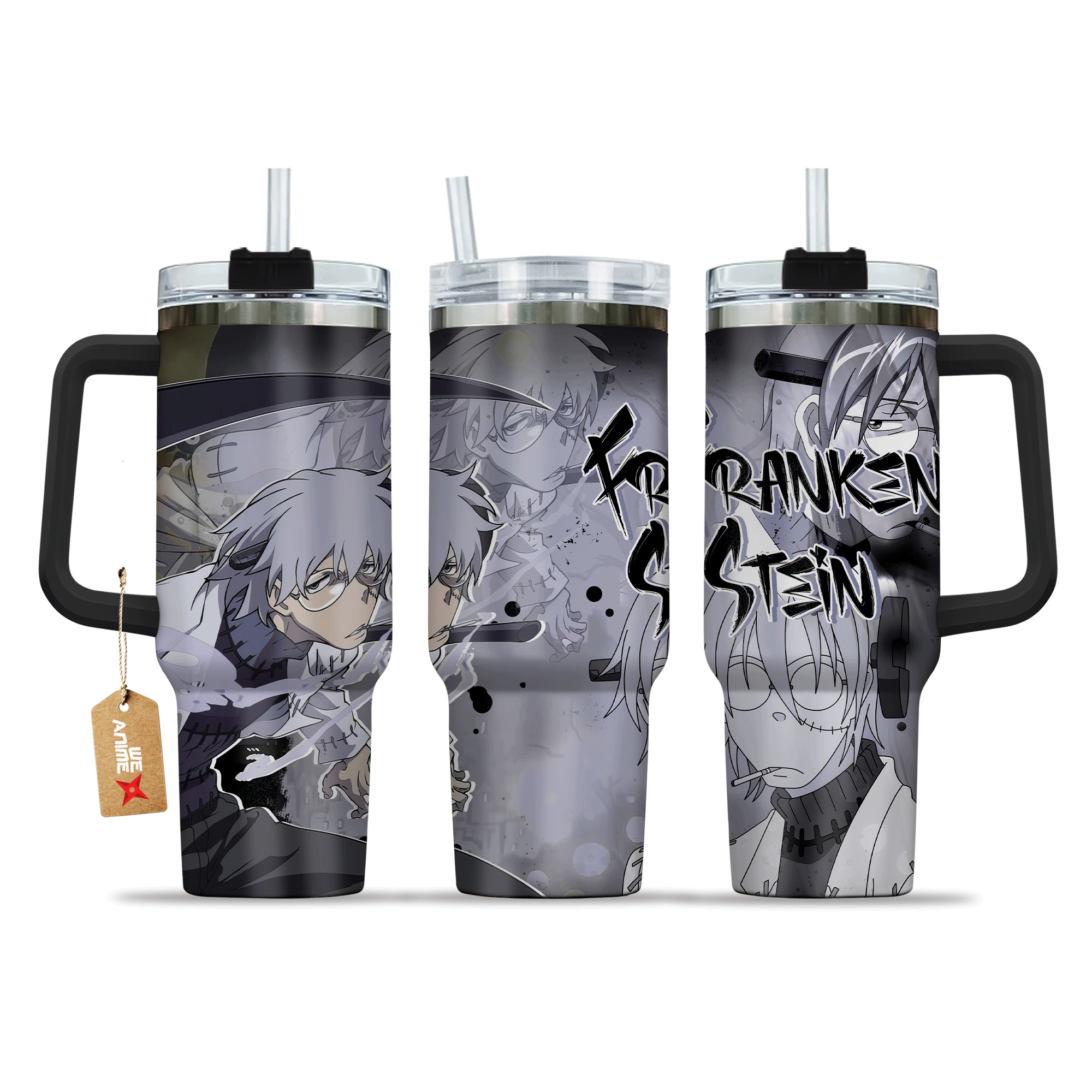 Franken Stein Soul Eater Anime Custom Stanley Quencher 40oz Stainless Steel Tumbler With Handle