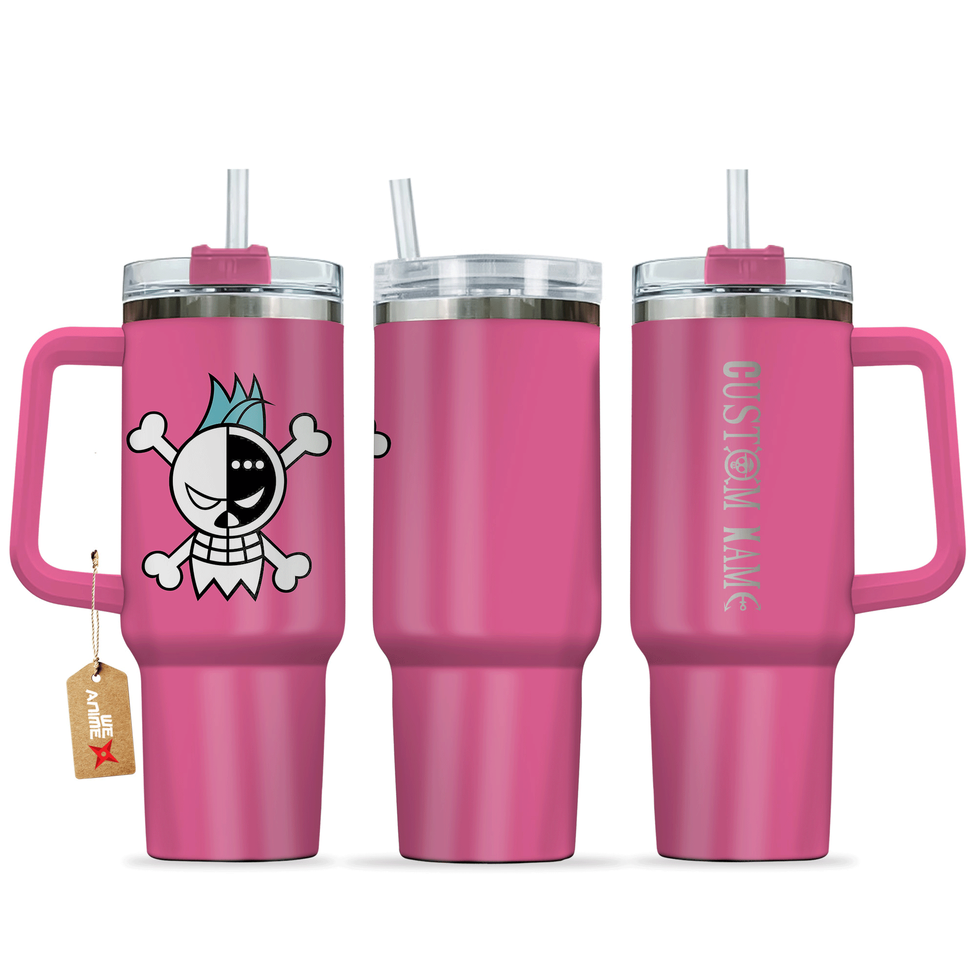 Franky One Piece Anime Custom Stanley Quencher 40oz Stainless Steel Tumbler With Handle