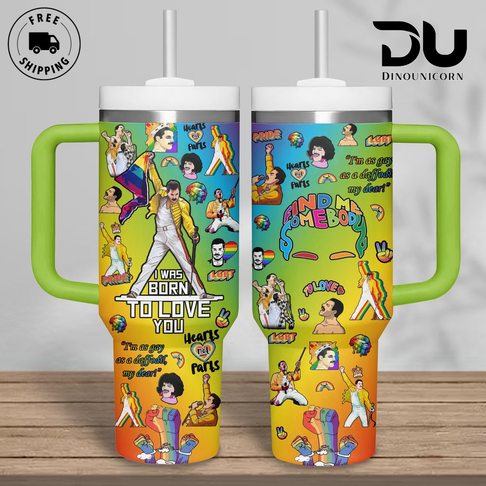 Freddie Mercury Music Custom Stanley Quencher 40oz Stainless Steel Tumbler With Handle