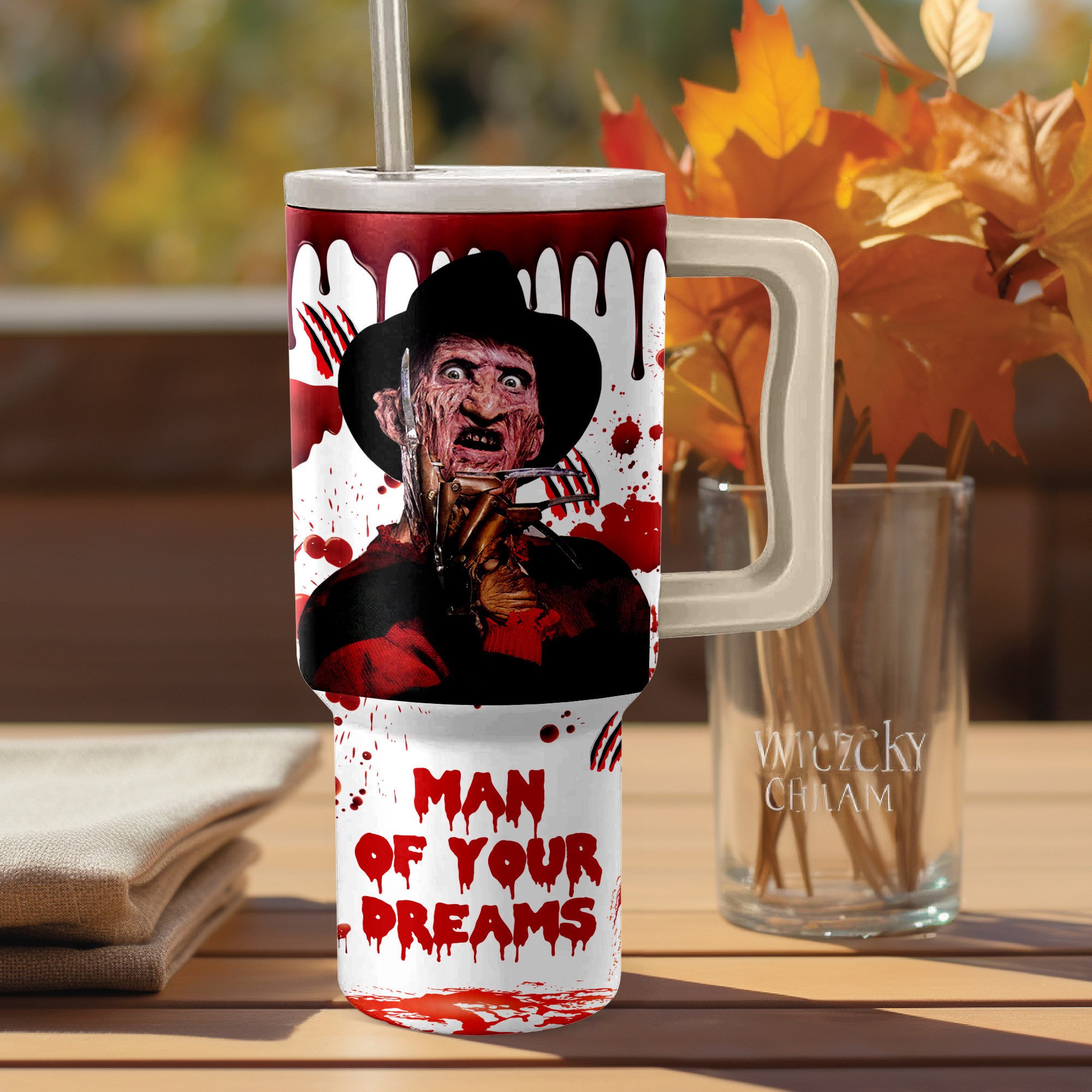 Freddy Krueger Movies Custom Stanley Quencher 40oz Stainless Steel Tumbler With Handle