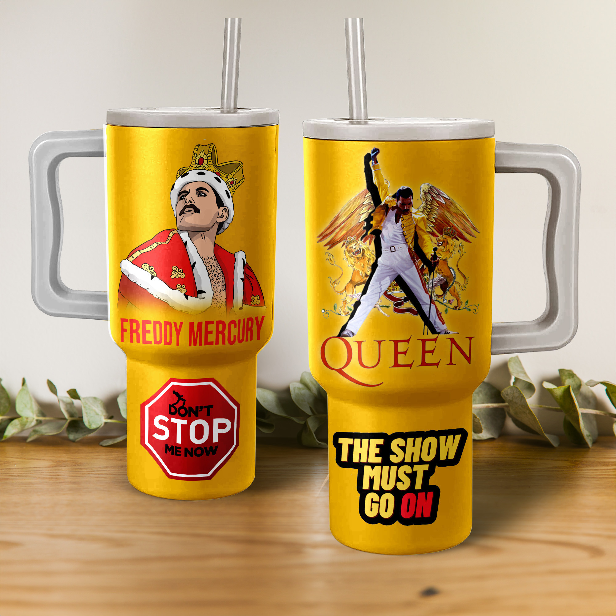 Freddy Mercury Queen Music Custom Stanley Quencher 40oz Stainless Steel Tumbler With Handle