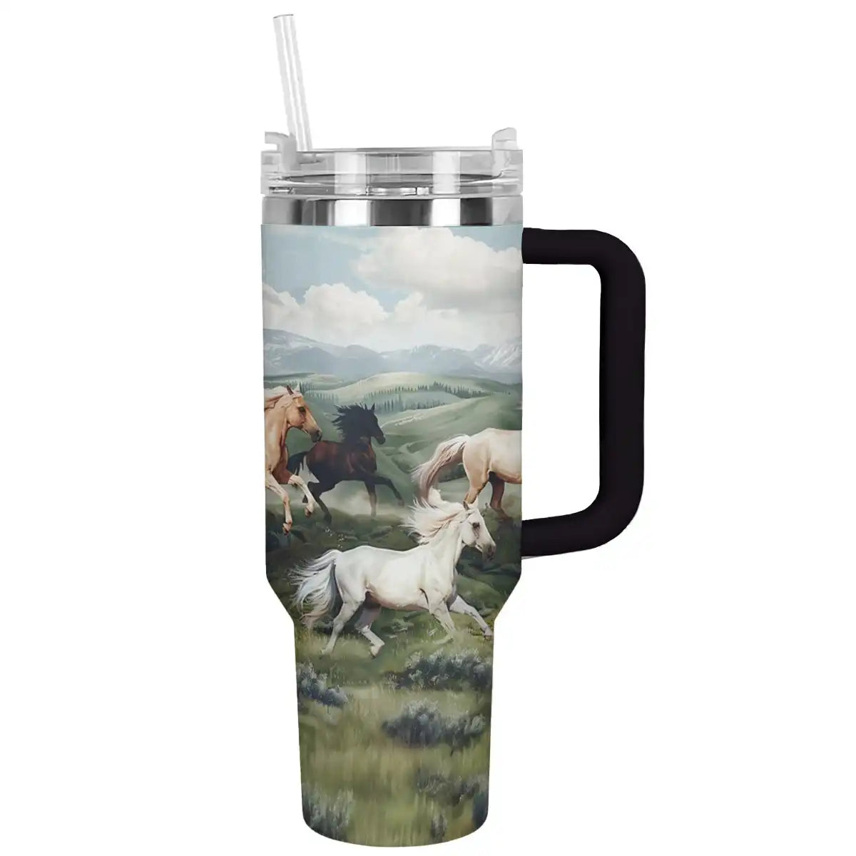Free Horses Custom Stanley Quencher 40oz Stainless Steel Tumbler With Handle