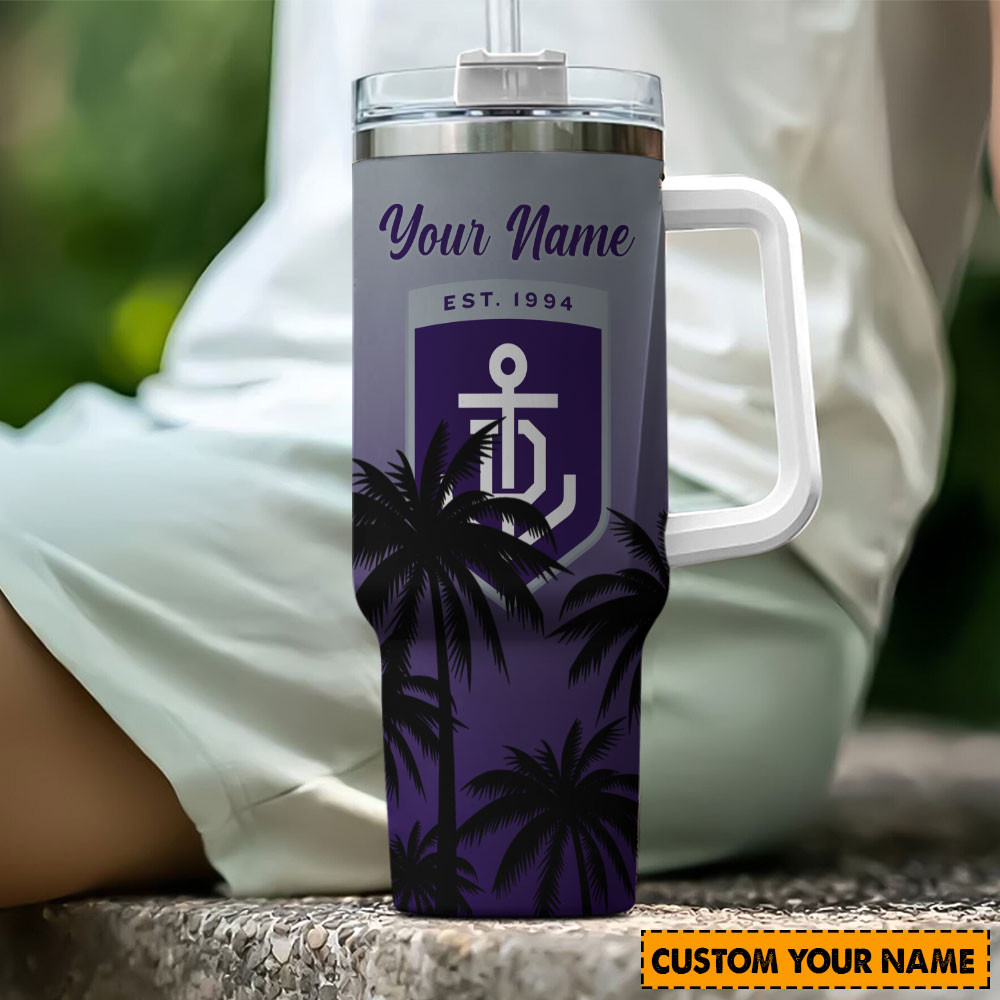 Fremantle Dockers AFL Custom Stanley Quencher 40oz Stainless Steel Tumbler With Handle