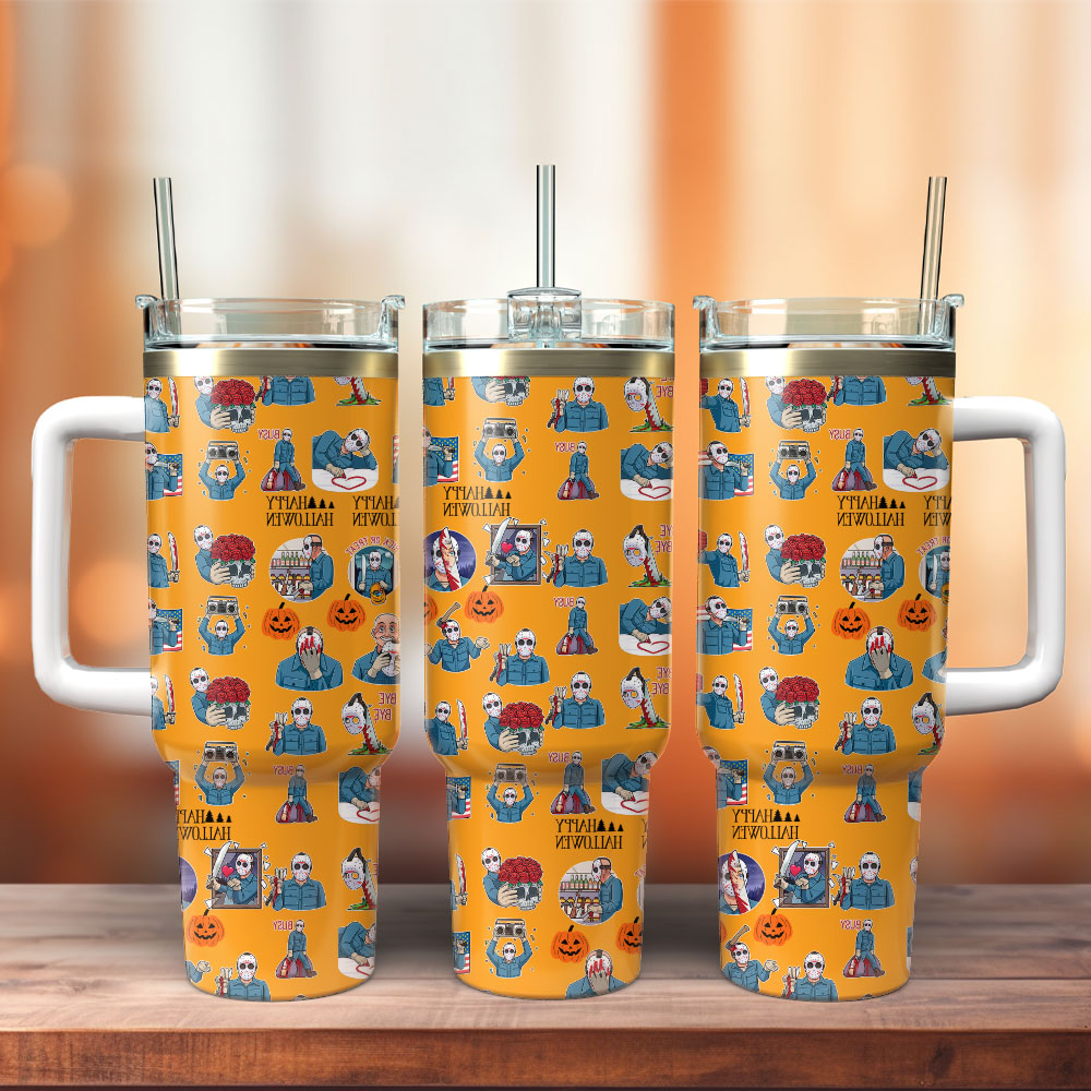 Friday The 13th Movie Custom Stanley Quencher 40oz Stainless Steel Tumbler With Handle