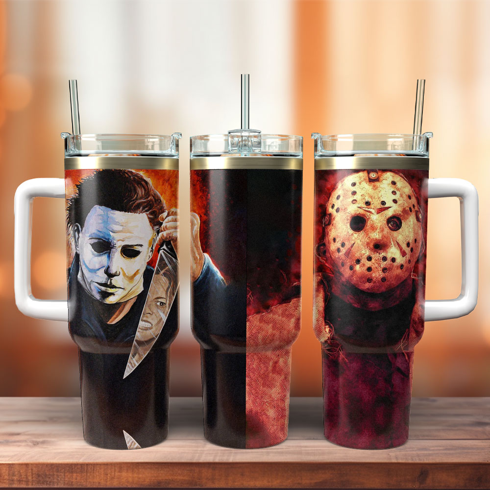 Friday The 13th Movie Custom Stanley Quencher 40oz Stainless Steel Tumbler With Handle