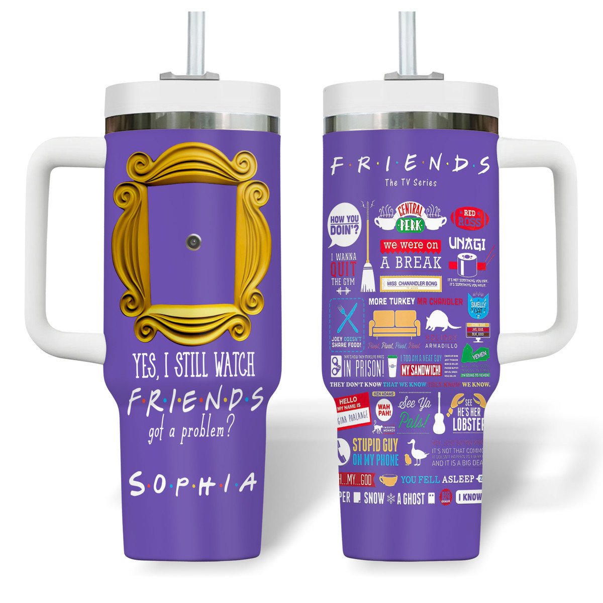 Friends Movies Custom Stanley Quencher 40oz Stainless Steel Tumbler With Handle