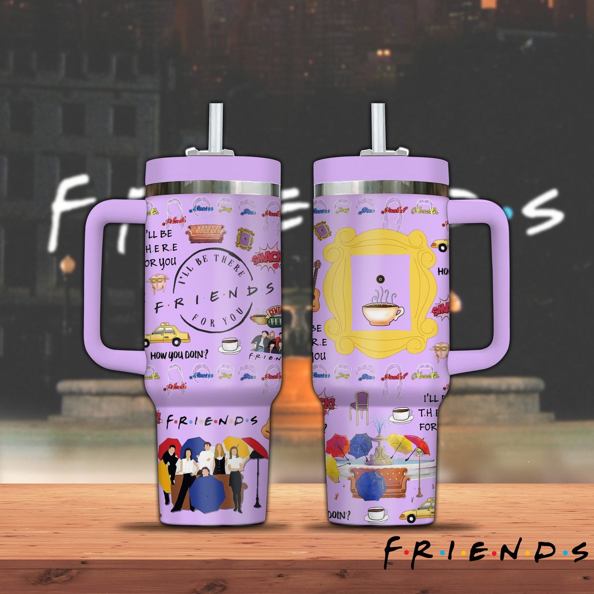 Friends Movies Custom Stanley Quencher 40oz Stainless Steel Tumbler With Handle