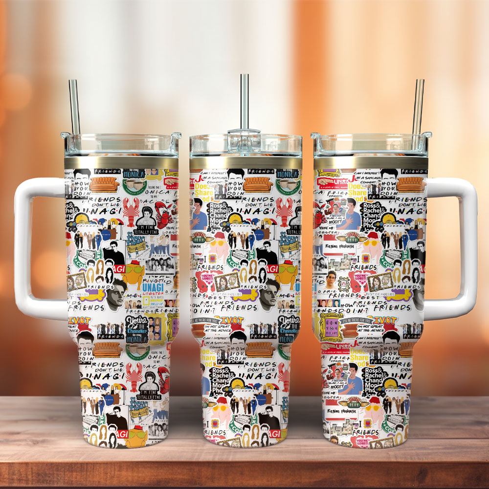 Friends TV Series Custom Stanley Quencher 40oz Stainless Steel Tumbler With Handle