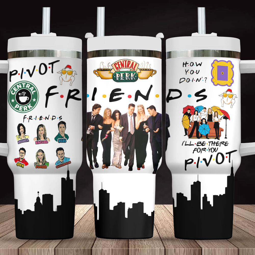 Friends TV Series Custom Stanley Quencher 40oz Stainless Steel Tumbler With Handle