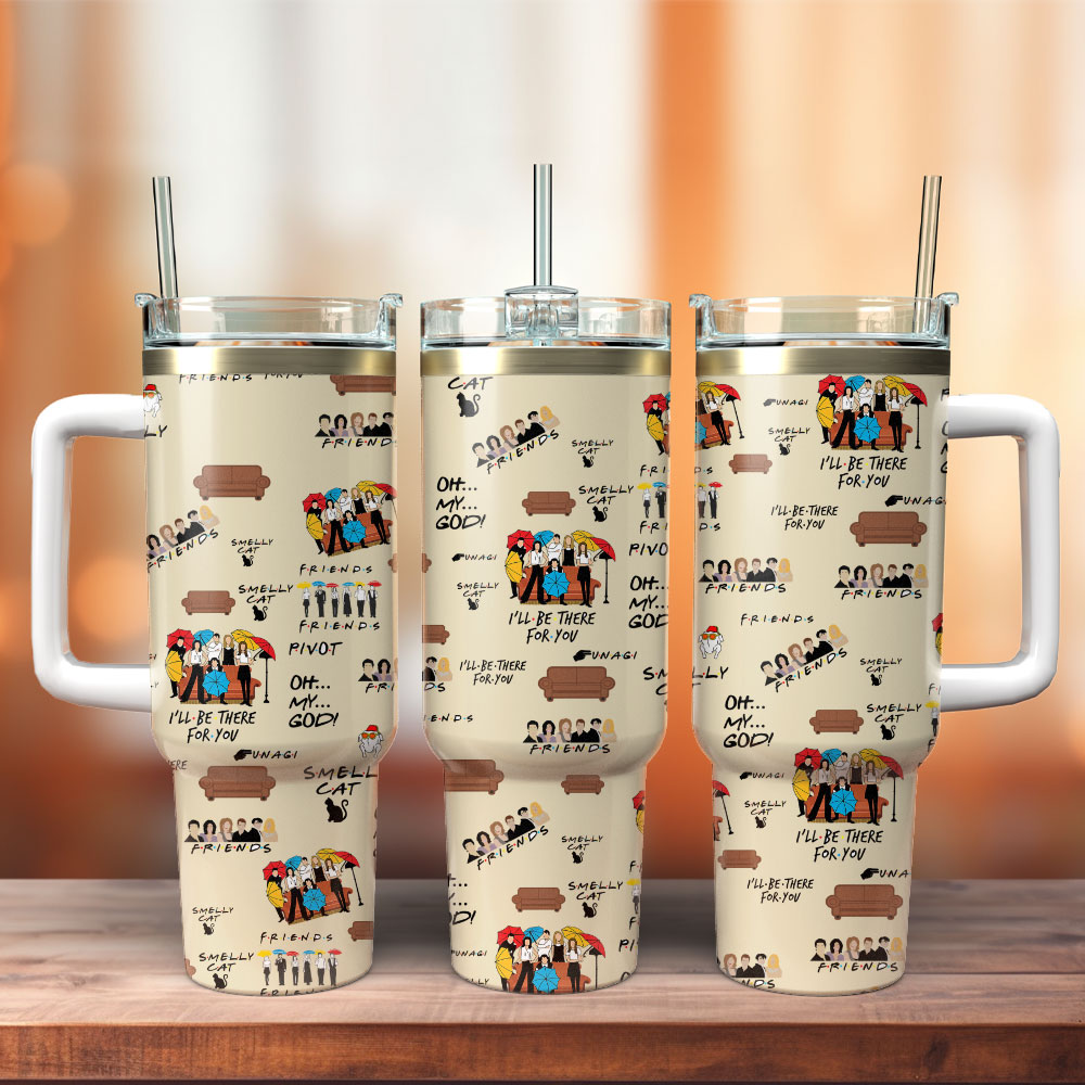 Friends TV Series Custom Stanley Quencher 40oz Stainless Steel Tumbler With Handle