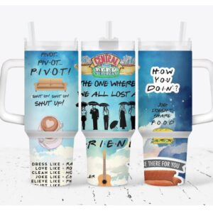 Friends TV Series Custom Stanley Quencher 40oz Stainless Steel Tumbler With Handle