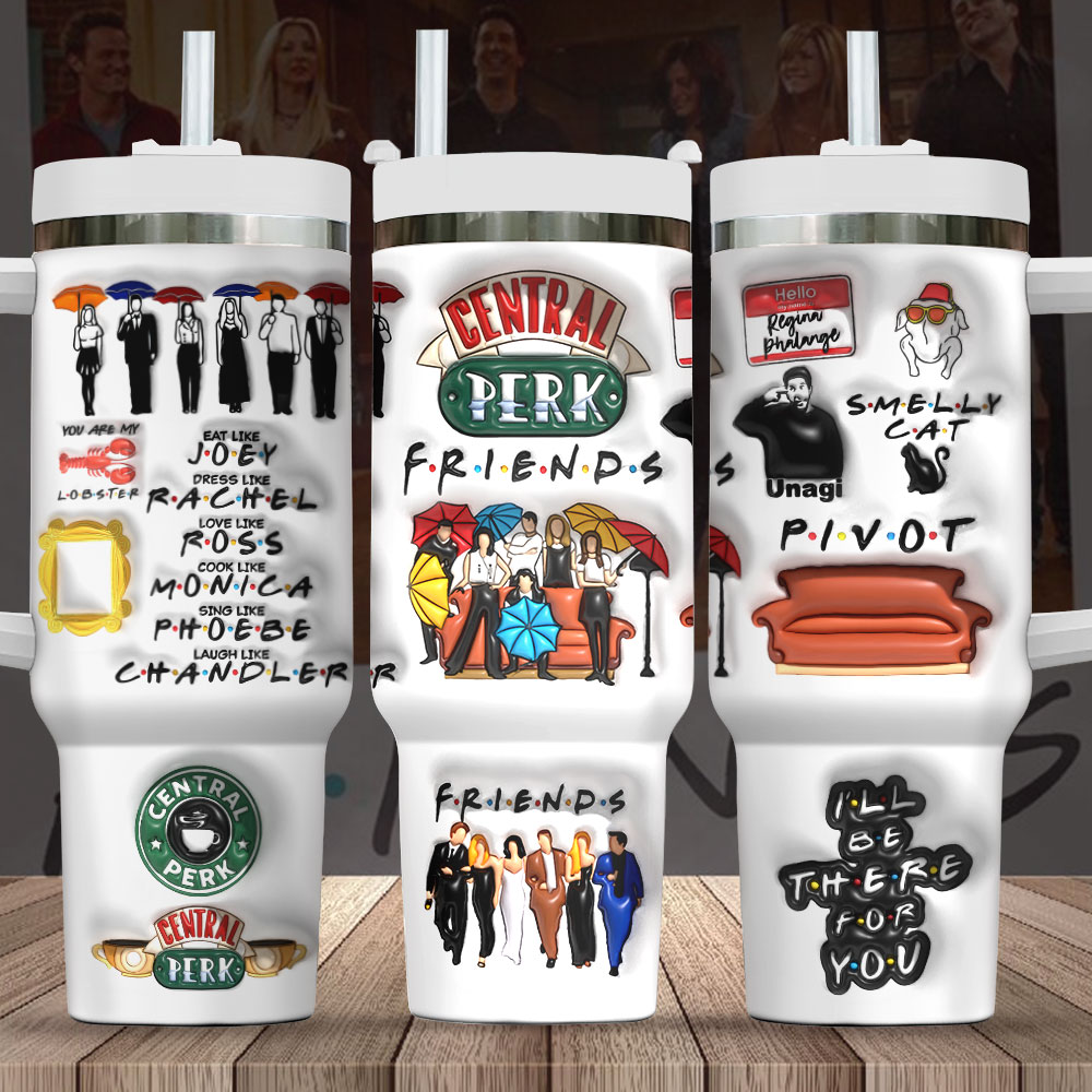Friends TV Series Custom Stanley Quencher 40oz Stainless Steel Tumbler With Handle
