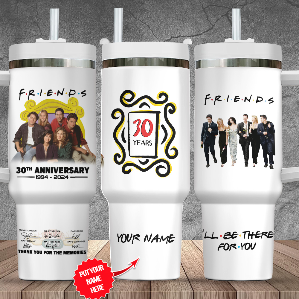 Friends TV Series Custom Stanley Quencher 40oz Stainless Steel Tumbler With Handle