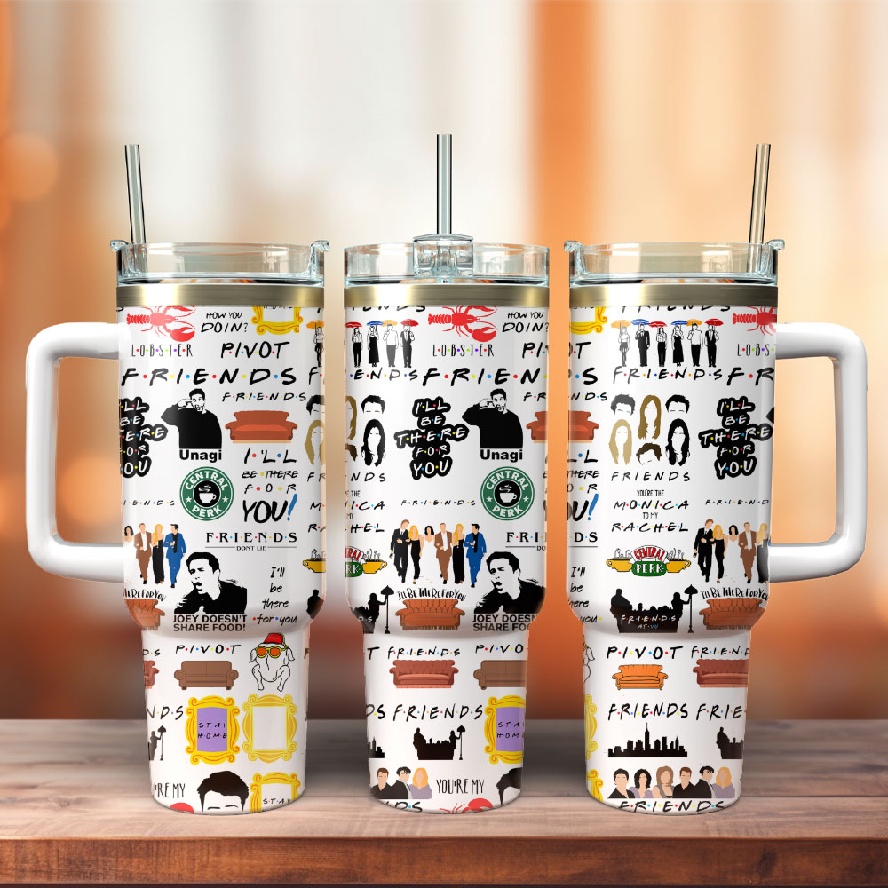 Friends TV Series Custom Stanley Quencher 40oz Stainless Steel Tumbler With Handle