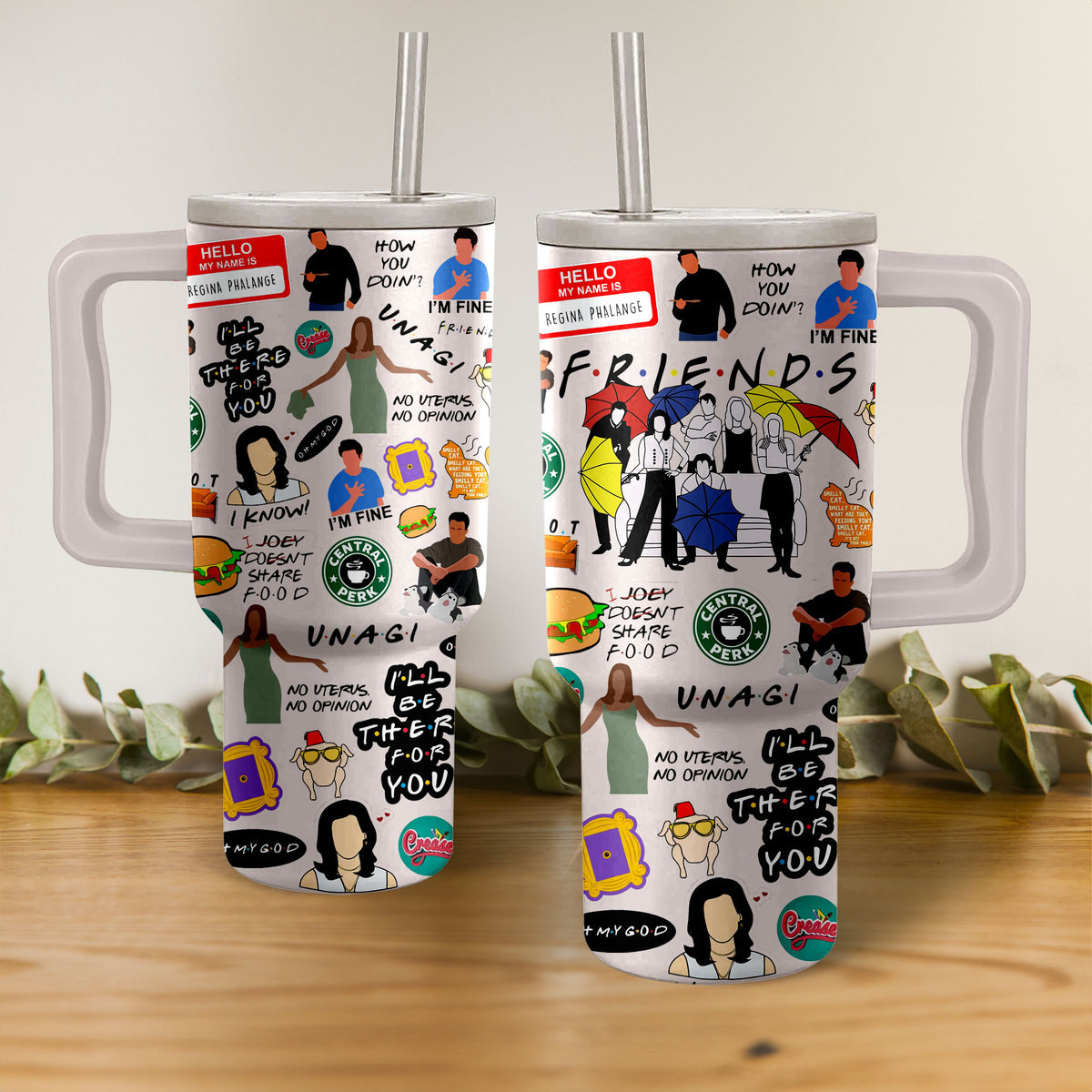 Friends TV Series Custom Stanley Quencher 40oz Stainless Steel Tumbler With Handle