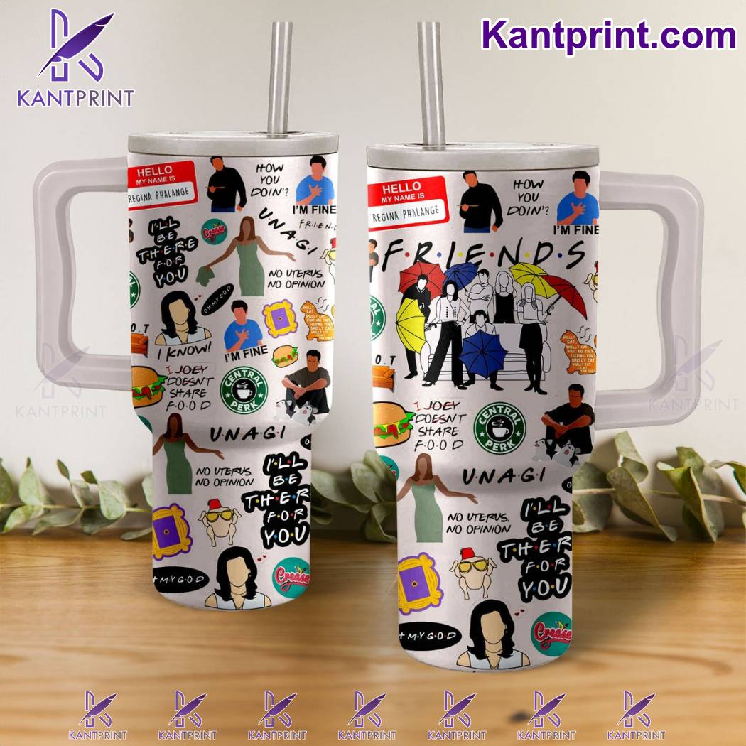 Friends TV Series Custom Stanley Quencher 40oz Stainless Steel Tumbler With Handle