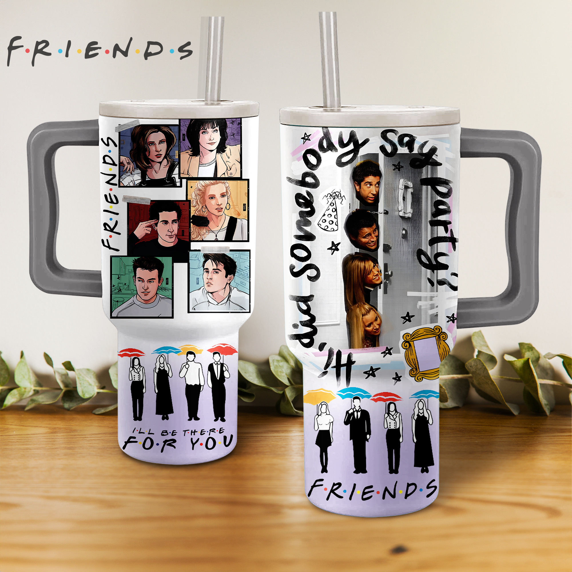 Friends TV Series Custom Stanley Quencher 40oz Stainless Steel Tumbler With Handle
