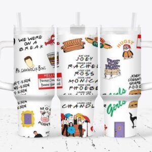 Friends Umbrella TV Series Custom Stanley Quencher 40oz Stainless Steel Tumbler With Handle