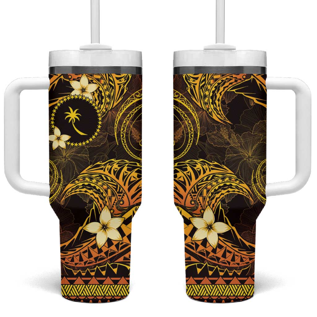 FSM Chuuk State Tribal Gold Custom Stanley Quencher 40oz Stainless Steel Tumbler With Handle