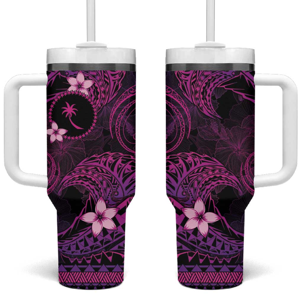 FSM Chuuk State Tribal Pink Custom Stanley Quencher 40oz Stainless Steel Tumbler With Handle