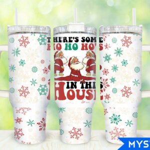 Funny Christmas Retro Santa Claus Custom Stanley Quencher 40oz Stainless Steel Tumbler With Handle