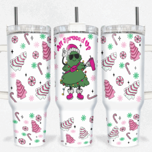 Funny Christmas Tree Custom Stanley Quencher 40oz Stainless Steel Tumbler With Handle