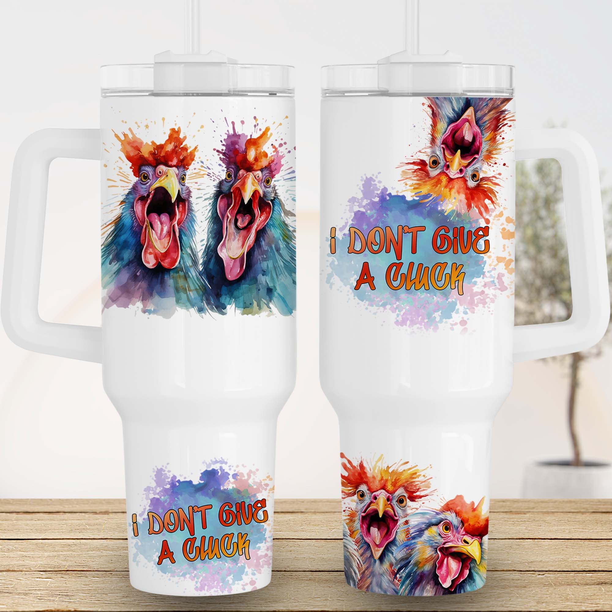 Funny Farm Chicken Custom Stanley Quencher 40oz Stainless Steel Tumbler With Handle