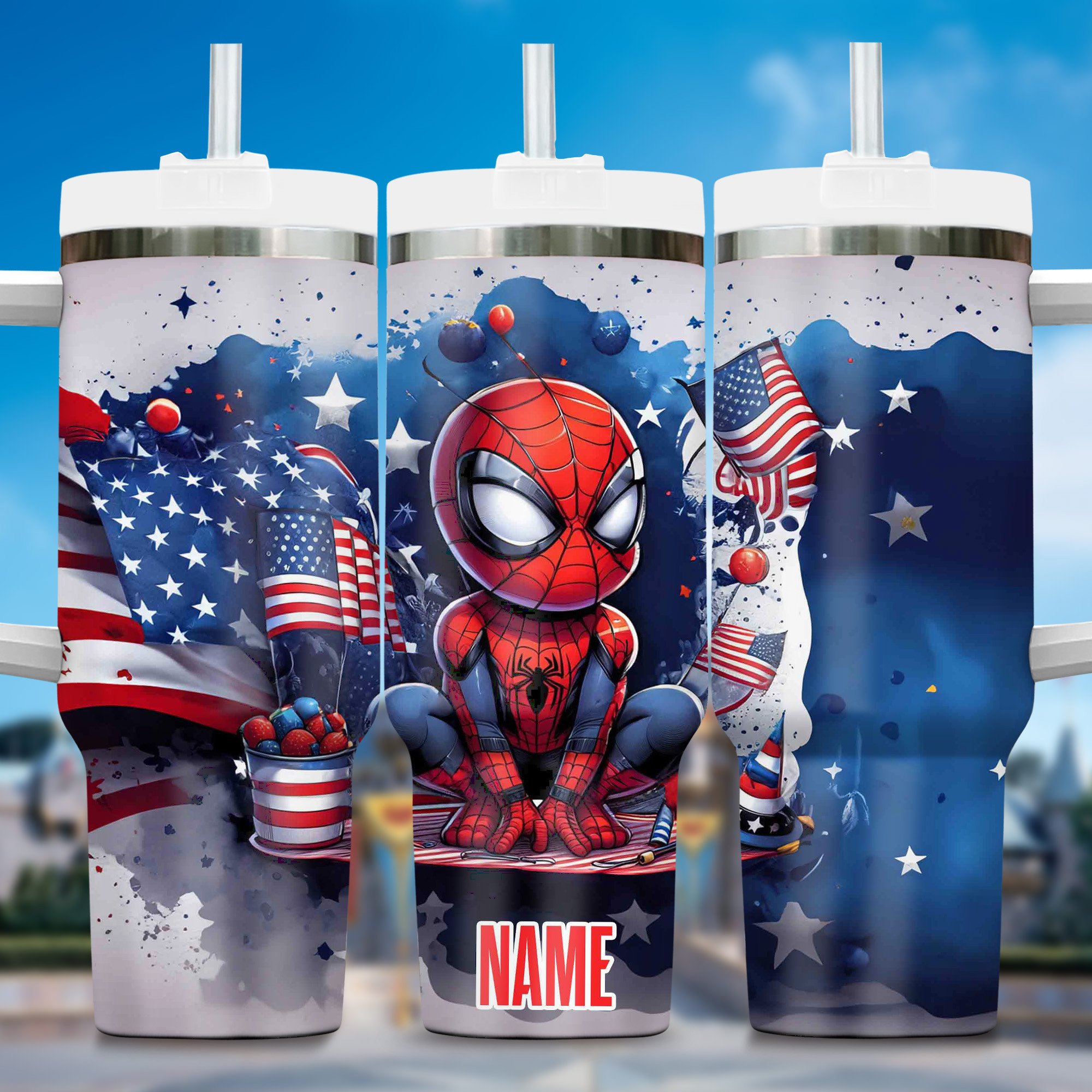 Funny SpiderMan Movies Custom Stanley Quencher 40oz Stainless Steel Tumbler With Handle