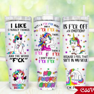 Funny Unicorn Custom Stanley Quencher 40oz Stainless Steel Tumbler With Handle