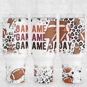 Game Day American Football Custom Stanley Quencher 40oz Stainless Steel Tumbler With Handle