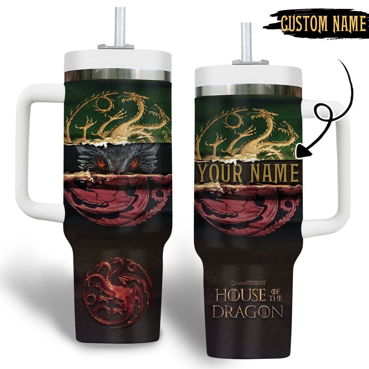 Game of Thrones TV Series Custom Stanley Quencher 40oz Stainless Steel Tumbler With Handle